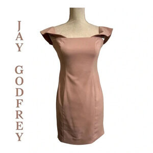 Jay Godfrey off the shoulder‎ cocktail light pink dress with back zip. Size 2